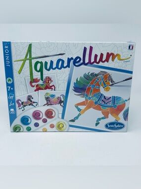 Aquarellum Junior Horses Canvas Paint Kit 4 Pictures Watercolor Ink Set Sealed